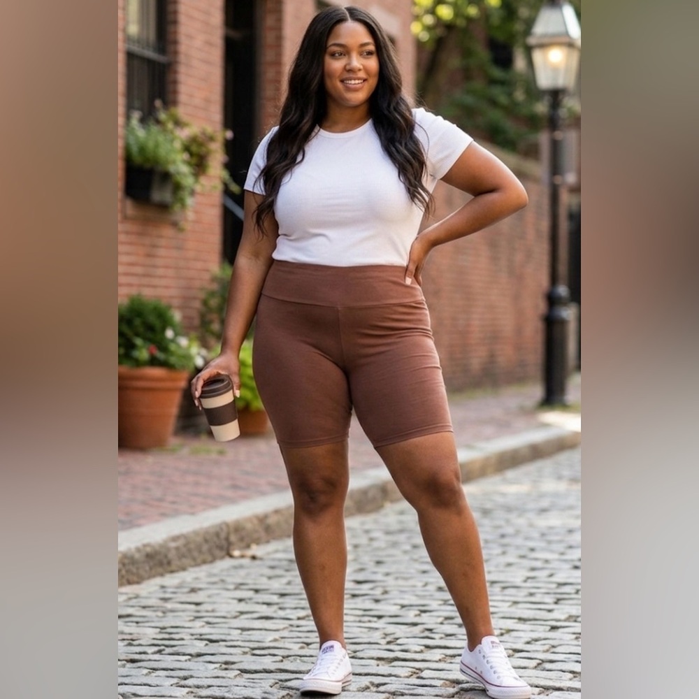 Ambiance - Brown High Rise Biker Shorts Leggings
